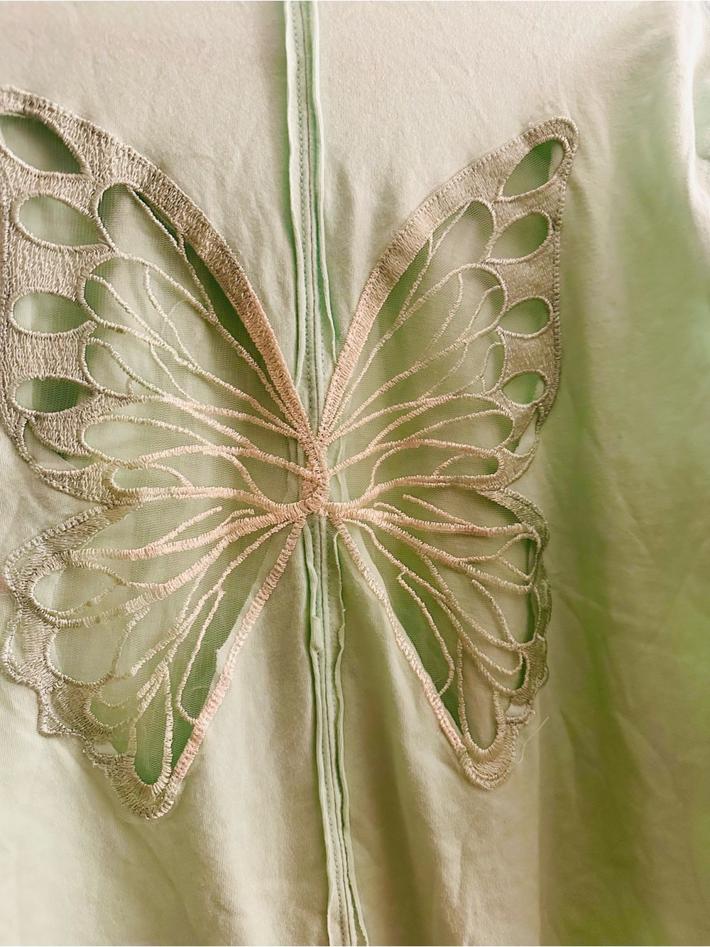 NWOT Tricia Fix Mint Short-Sleeve Tee with Embroidered Butterfly Back, M - Picture 5 of 6